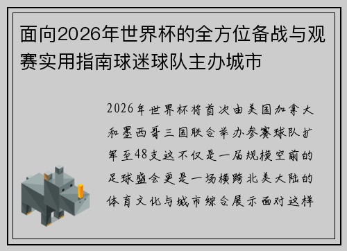 面向2026年世界杯的全方位备战与观赛实用指南球迷球队主办城市